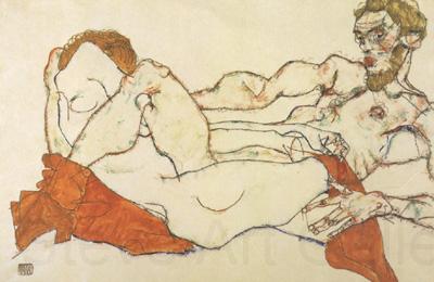 Egon Schiele Recling Male and Female Nude Entwined (mk12) France oil painting art
